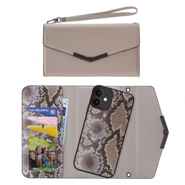 Mobilize 2in1 Elegant Magnet Clutch Apple iPhone 12/12 Pro Beige Snake - Afbeelding 1