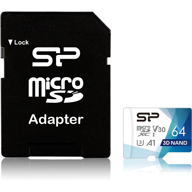 Silicon Power Superior Pro Micro SDHC incl. SD Adapter 64GB UHS-1 U3 A1 V30 Class 10 Color - Afbeelding 1