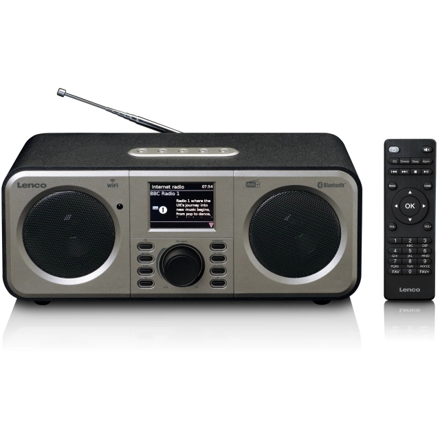 DIR-141BK Lenco Internet DAB+ Bluetooth Radio Black/Silver - Afbeelding 1