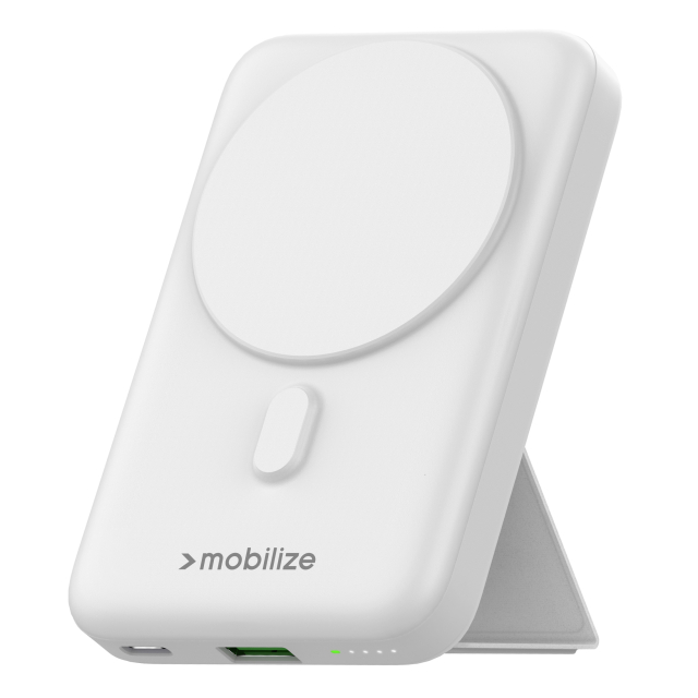 Mobilize Magnetic Wireless Magsafe Compatible PD Stand Power Bank 10000mAh 15W White - Afbeelding 1