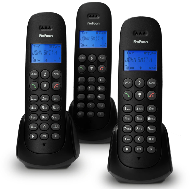 PDX-300 Profoon DECT Telefoon Triple Black - Afbeelding 1