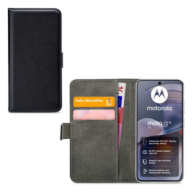 Mobilize Classic Gelly Wallet Book Case Motorola Moto G55 Black - Afbeelding 1