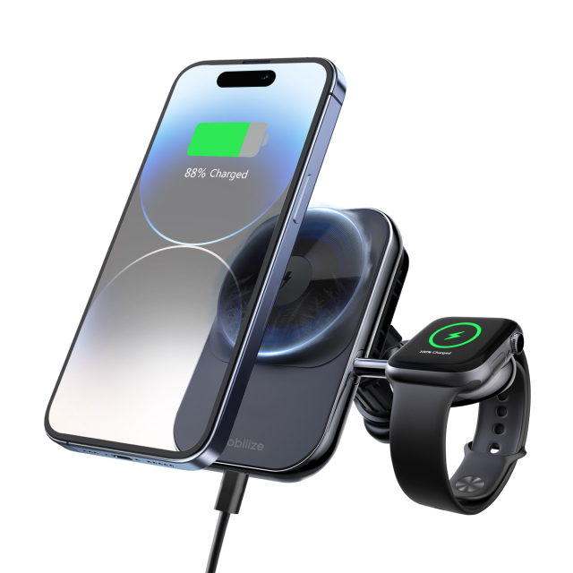 Mobilize MagSafe Compatible Car Charger for Phone and Watch 18W Black - Afbeelding 1